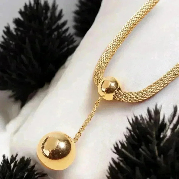 🆕️Elegant 18K Gold Plated Round Bead Charm Necklace – Simple & Stylish Gift ✨️ - Picture 10 of 11